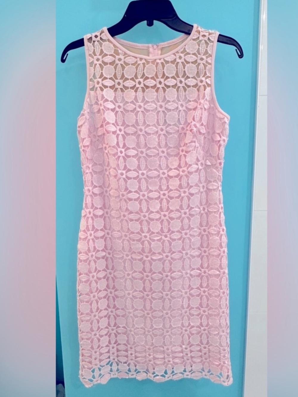 Ralph Lauren Sleeveless Pink Floral Lace Sheath Dress